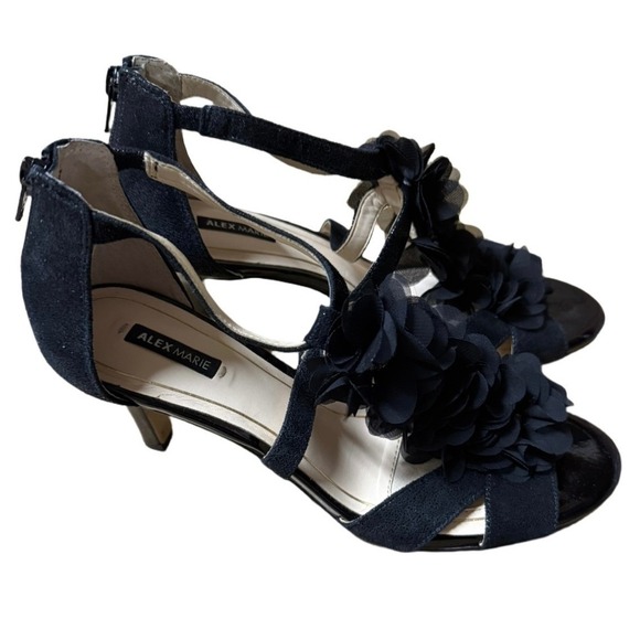 Alex Marie Black Floral Embellished Heels – Size 8 - Picture 4 of 6